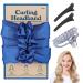 Heatless Hair Curler Overnight Hair Curlers to Sleep in, Heatless Curls Headband, Satin & Cotton Heatless Curling Rod Headband for Long Hair with Claw Clip, Hair Clips for Women, Heatless Curlers Blue
