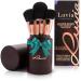 Luvia make -up brush set - Golden Queen - 15 Kabuki make -up brush incl. Make up beauty brush holder & travel make -up bag for cosmetic brushes - professional brush set in brown/rosegold - vegane cosmetics 2 golden queen - limited ros gold single