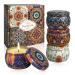 Scented Candles Home Gift Set: Aromatherapy Candle 4 Cans Made of 100% Natural Soy Wax 4.4 Oz for Birthday Gifts for Women Stress Relief Christmas Vanilla Rose Orange Lemon 02 bohemia