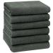 Zollner 6 Set towels in 50x100 cm - suction -strong and soft bath towels in dark gray - with a practical hanger - washable up to 60 C - cotton - hotel quality 6x towels anthracite