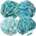 Loofah Bath Sponge XL 75g Set of 4 Ocean Colors by   La Paix - Soft Exfoliating Shower Lufa for Silky Skin - Long-Handle Mesh Body Poufs- Women and Men s Luffas - Loufa Sponges- Full Cleanse & Lather