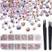 1728 Pieces Crystals Nail Art Rhinestones Round Beads Flatback Glass Charms Gems Stones and 2 Pieces Tweezers with Storage Organizer Box  SS3 6 10 12 16 20  288 Pieces Each Size (Crystal AB) 1728 Piece Set Crystal Ab