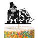 MYAMPED R2D2 BB8 Cake Topper - Glitter Black R2D2 BB8 Robot Wedding Cake Topper Decorations Suitable for Halloween Wedding Engagement or Wedding Anniversary