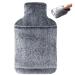 samply Hot Water Bottle with Soft Premium Faux Fur Cover 2L Hot Water Bag for Menstrual Cramps Neck and Shoulder Pain Relief Hot and Cold Therapies Hand Feet Warmer Gray 2L Hand Pocket Gray
