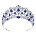 SWEETV Crystal Wedding Tiara for Bride Rhinestone Princess Crown for Women  Olivia Quinceanera Crown Bridal Costume Jewelry Hair Accessories  Blue Royal Blue