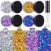 Holographic Chunky Glitter Silver Gold Magic Purple and Purplish Blue Cosmetic Body Hair Face Eye for Festival Carnival Beauty Rave Accessories Different Shapes 4 Pots+ Quick Dry Primer Glue Gel Silver Gold Magic Purple and Purplish Blue