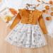 Haokaini Toddler Baby Girls Floral Dress | Long Ruffle Sleeve Cotton Ribbed | Khaki Princess Tutu Skirt Set 18-24 Months - Buy Online on GoSupps.com