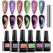 S. S FOCEN Moonstone Cat Eye Polish Gel Set 9D Cat Eye Soak Off Gel Starry Sky Effect Magic Gel 6 Colors Nail Polish Kit Manicure Nail Art Gift With 1 Magnet Stick