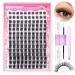 wiwoseo Cluster Lashes Kit Individual Eyelash Extension Kit with Bond and Seal Lash Glue Fluffy Lashes Extension Kit Russian Individual Lashes Kit D Curl Cluster Lashes(10-18MM) D-cluster lashes kit 8-18MM