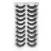 Arekey False Eyelashes Fluffy Faux Mink Lashes 3D Cat-Eye Wispy Lashes Volume Fake Eyelashes 10 Pairs Pack Eye Lash Multipack D06