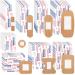 400 Pcs Flexible Fabric Adhesive Bandages Bulk Assorted Bandages Breathable Bandages Fingertip Bandages for Finger Wound Family First Aid Skin Wrap (8 Styles)
