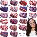 20 Pcs Patriotic Headband American Flag Headband 4th of July Twisted Hair Band USA Bandanas Stretchy Athletic Headband Knot Unisex Wide Head Wraps for Women Independence Day Yoga Running Exercise