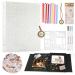 DazSpirit Linen Scrapbook 26x21cm Photo Album for DIY with 60 Pages Adhesive Photo Album Including 3 Metallic Color Markers Painting Stencils Various Stickers Memory Book for Family (White)