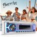 Pyle Marine Bluetooth Stereo Radio - 12v Single DIN Boat Receiver with Mic, LCD Display, RCA, MP3, USB, SD, AM FM Radio, Remote Control - White - Buy Online on GoSupps.com