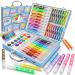 Unicorns Gifts for Girls - Exquisite Art Case Set - Painting Drawing Coloring Art Kit for Kids - Art Supplies with Washable Markers Dual-Tip Pens Watercolor Crayon Coloring Book Sketch Pad Blue