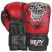 Defy Sports Boxing Gloves for Men and Women - Premium Quality Faux Leather Kick Boxing Gloves  Gel Infused Kickboxing Gloves with Thumb Support - Versatile Usage  Skull Model Design Red 10 oz