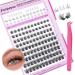 Focipeysa Eyelash Extensions Wispy Lash Clusters Natural Eyelashes Clusters DIY Lashes Extensions with Bottom Lash C Curl Individual Eyelashes Extensions Lash Applicator at Home (C Curl 10-18mm) 5D Lash clusters