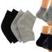 Makhry 2 Pairs Moisturizing Silicone Gel Heel Socks for Dry Hard Cracked Skin Open Toe Comfy Recovery Socks Day Night Care Black&grey