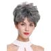WIG ME UP DW-2700-DF1202 | Short Backcombed Voluminous Wavy Grey Mix Ladies Wig - Stylish Grey-Black Blend for All Occasions - Buy Online on GoSupps.com