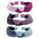 FROG SAC 3 Top Knot Headbands for Girls Cute Knotted Headband Pack Two Tone Little Girl Head Band Fashion Hair Accessories Hard Purple Pink Blue Boho Hairband Head Bands for Kids