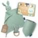 Amari cuddly towel (turquoise hare) with bite ring and bib birth for young and girl - baby gift newborn - sniffer towel baby gifts set to baby party turquoise (rabbit)