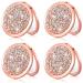 Yulejo Magnifying Compact Cosmetic Mirror Diamond 1X/ 2X Magnifying Makeup Mirror 2.75 Inch Round Pocket Travel Makeup Mirror Folding Small Purse Size Mirror for Women Girls(Rose Gold 4 Pieces)