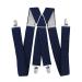 axy Men's suspenders wide 3.5 cm with 4 strong clips X-shape HT352 (black blue white dots)