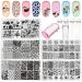 Niceneeded 12Pcs Nail Stamping Stamper Kit 5PCs Nature Flower Design Nail Art Stamp for Nails Nail Stampers Nail Art Stamper Pattern Paper Paper