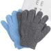 EEMZ Deep Exfoliating glove Plant Based Natural Body Scrub for Dead Skin and Fake Tan Remover-Dual sided Exfoliating Mitt to Refresh your Face and Body (Grey & Blue)