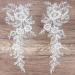 Sequins Flower Embroidery Lace Appliques - 1 Pair, Sew on Patches for Wedding Bridal Dress, DIY Craft - White-Off Car Bone Style - Buy Online on GoSupps.com