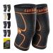 Cambivo 2 x Kniebandage Women Men Orthopedic Kniebandage Helpful relaxation at meniscus tear ACL and arthritis bandage knee for running hiking jogging sport volleyball M black/orange