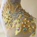 Mirror Pair Beaded Floral Lace Applique with Colorful Rhinestones, Jewelry Motif Embroidery Shoulder Patch for Party Costumes and Dance Dress in Gold - Buy Online on GoSupps.com