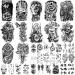 Yazhiji 36 Sheets Temporary Tattoos Stickers - 12 Arm & Chest Tattoos + 24 Tiny Black Designs for Men and Women - Buy Online on GoSupps.com