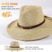 UPF 50+ Wide Brim Straw Sun Hat with Wind Lanyard - Beige/Brown, One Size - Buy Online on GoSupps.com