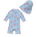 Bonverano Baby Girls Swimsuit UPF 50+ with Sun Cap, Blue Flowers, 2-3 Years - Buy Online on GoSupps.com