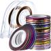 QA 60 Colors Nail Striping Tape Line & 2 Pieces Nail Tape Dispensers, Nail Art Decoration Stickers DIY Nail Tip