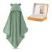 Fuchsundpanda hooded towel baby extra thick warm and soft |75x75cm baby towel with hood (100% bamboo) |Baby towel hood with great gift packaging (copper-green)