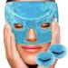 Sofida Hot Cold Gel Facial Eye Mask - Ice Eye Pads - Reduce Puffiness Dark Circles - Migraine Headache Stress Relief - Therapeutic Heat Face Compress Pack - Spa Therapy Wrap for Sinus Pressure - Blue