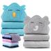 Cute Castle 2 Pack Bamboo Hooded Baby Towel 8 Washcloths - Soft Bath Towel for Bathtub for Newborn, Infant - Ultra Absorbent, Natural Baby Stuff for Boy and Girl (Lovely Elephant, Happy Bird) Elephant and Bird
