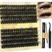 ALICE Fluffy Eyelash Extension Kit 3D Volume Lash Clusters Kit Individual Lashes DIY Eyelash Extension Kit with Eyelash Clusters Lash Bond and Remover Tweezers(10-18mm 80D+100D 0.05D D Curl) B - Fluffy 80D+100D Kit