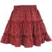 LAEMILIA Women's Floral Print Flared Mini Skater Skirt - Red | Elastic Waist & Drawstring Detail - Buy Online on GoSupps.com
