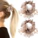 Nuorest 2PCS Mesh Flower Elastic Hair Ties  Leaf Embroidery Acrylic Rhinestone Hair Band  Champagne Ponytail Holders  Elegant Hair Scrunchies  Hair Accessories for Women  Girls for Parties  Daily Use
