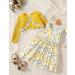Puseky Toddler Girl Floral Print Sleeveless Dress and Ribbed Cardigan Set - 18-24 Months Yellow - Buy Online on GoSupps.com