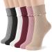BOOPH 6 Pairs Girls Ruffle Socks Baby Toddlers Turn Cuff Slouch Crew Socks for Kids Multi3 7-10 Years
