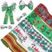 Christmas Ribbon Wired 2.5 Inch x 25Yards(5 Roll x 5 Yards) Grinchs Ribbon for Wreaths Bows DIY Christmas Ribbon with Wire for Gift Wrapping Crafts DIY Grinchs Christmas Decorations Holiday Decor