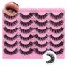 Yawamica 16mm Mink False Lashes Pack - 12 Pairs Natural Cat Eye Wispy 5D Volume Fake Eyelashes - Buy Online on GoSupps.com