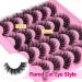 Yawamica 16mm Mink False Lashes Pack - 12 Pairs Natural Cat Eye Wispy 5D Volume Fake Eyelashes - Buy Online on GoSupps.com