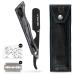 Precise premium-rasier knife + high-quality real leather etui + simple instructions + sharp exchange blades |Urwunder Fangz |Shave perfectly (black/black)