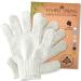 Exfoliating Gloves - Bamboo Shower Gloves - Bath and Body Exfoliator Mitts - Scrubs Away Ingrown Hair and Dead Skin - Natural Eco Microfibre Bath Gloves - Off-White