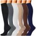Double Couple 3 pairs of compression stockings for women and men 20 30 mmHg knee high for sports running travel nurses pregnancy multicolored 09 S/M (6 pair)